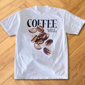 Coffee Beans Botanical Graphic T-Shirt White
